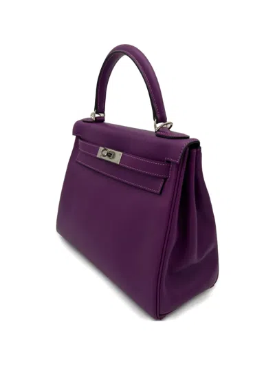 Pre-owned Hermes 2018 Kelly 28 Tote Bag In Purple