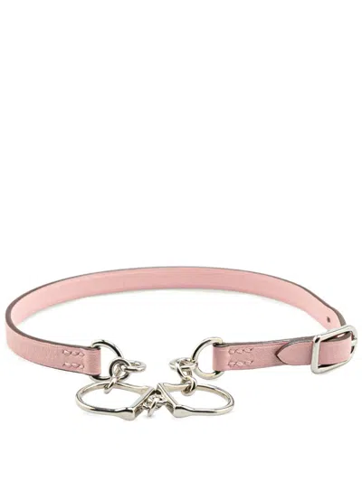Pre-owned Hermes 2018 Leather Etelier Double Tour Bracelet Costume Bracelet In Pink