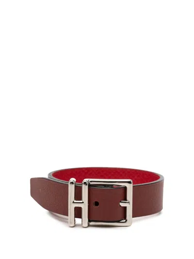 Pre-owned Hermes 2018 Leather Nathan Bracelet T4 Costume Bracelet In Red