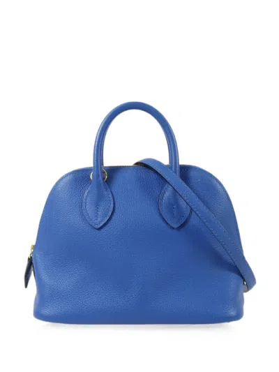 Pre-owned Hermes 2018 Mini Bolide Tote Bag In Blue