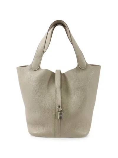 Pre-owned Hermes 2018 Mm Picotin Tote Bag In Neutrals