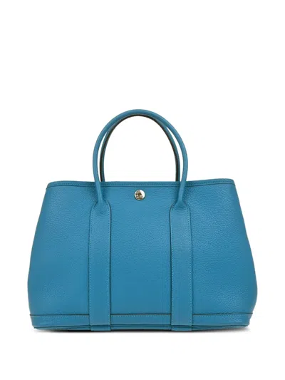 Pre-owned Hermes 2018 Negonda Garden Party 30 Tote Bag In Blue
