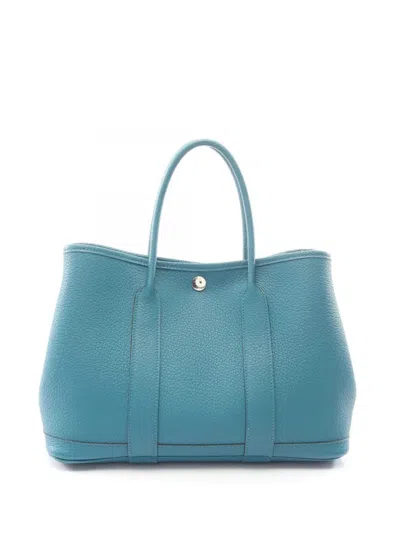 Pre-owned Hermes 2018 Negonda Garden Party 30 Tote Bag In Blue