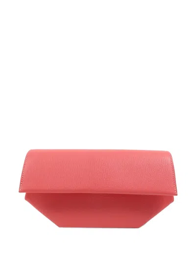 Pre-owned Hermes 2018 Opli Chevre Leather Clutch Bag In Pink