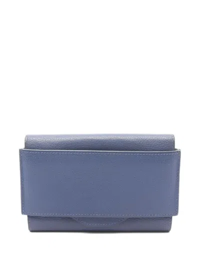 Pre-owned Hermes 2018 Passant Compact Bi-fold Wallet In Blue