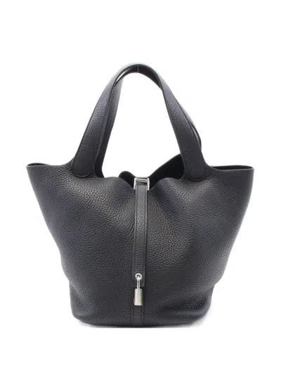 Pre-owned Hermes 2018 Picotane Lock Mm Handbag In Black