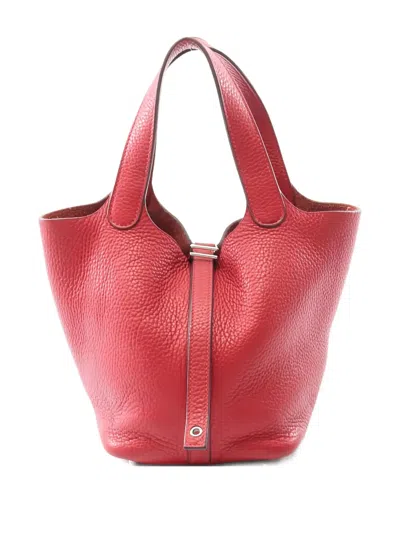 Pre-owned Hermes 2018 Picotin Lock Leather Tote Bag In Red