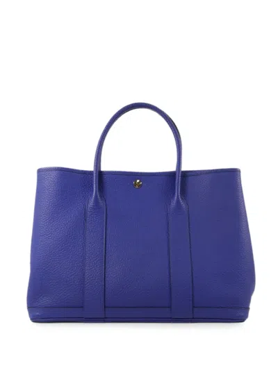 Pre-owned Hermes 2018 Pm Garden Party Handbag In Blue