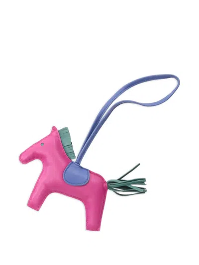 Pre-owned Hermes 2018 Rodeo Mm Horse Tassel Bag Charm In Pink