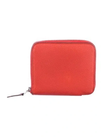 Pre-owned Hermes 2018 Silk'in Compact Wallet In Red