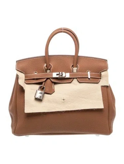 Pre-owned Hermes 2018 Togo Birkin 25 In Brown