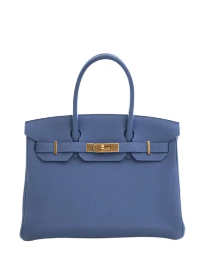 Pre-owned Hermes 2018 Togo Birkin Retourne 30 Handbag In Blue