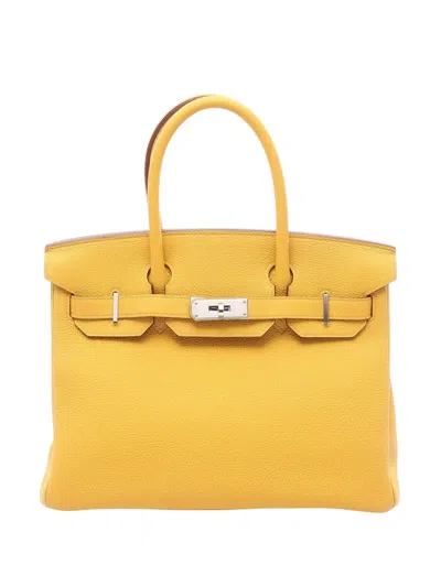 Pre-owned Hermes 2018 Togo Birkin Retourne 30 Handbag In Yellow