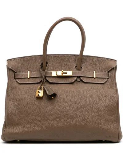 Pre-owned Hermes 2018 Togo Birkin Retourne 35 Handbag In Brown