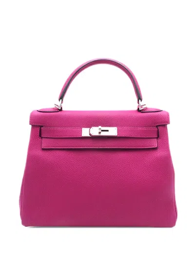 Pre-owned Hermes 2018 Togo Kelly Ii Retourne 28 Satchel In Pink