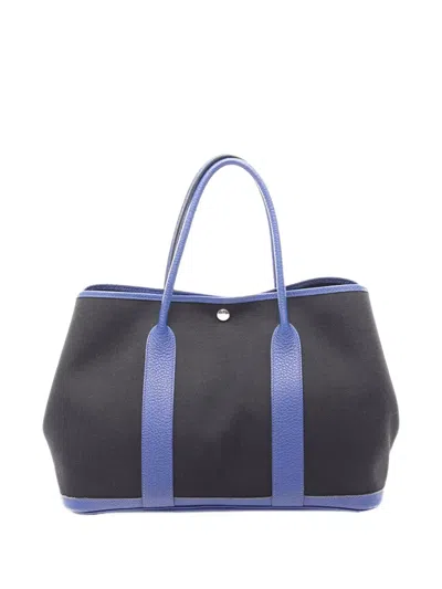 Pre-owned Hermes 2018 Toile And Negonda Garden Party 36 Tote Bag In Black
