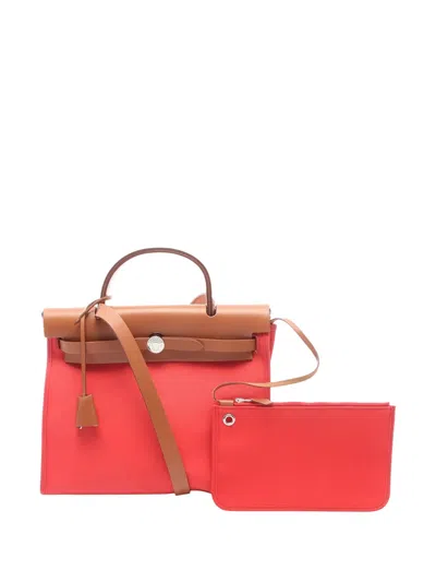 Pre-owned Hermes 2018 Toile Herbag Pm Backpack In Red