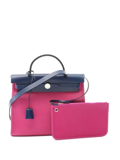 Pre-owned Hermes 2018 Toile Herbag Zip 31 Satchel In Pink
