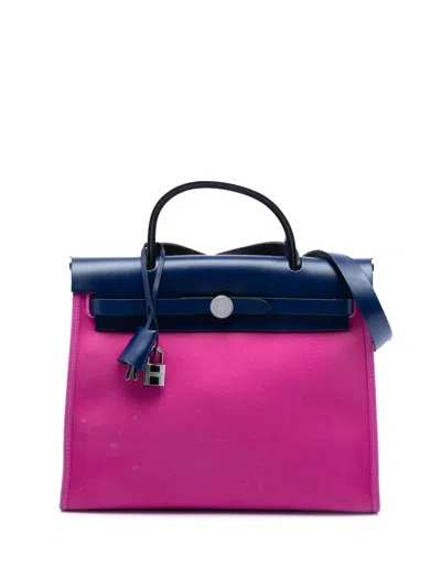 Pre-owned Hermes 2018 Toile Herbag Zip 31 Satchel In Pink