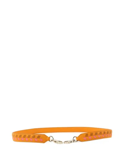 Pre-owned Hermes 2018 Tressage Leather Bag Strap In Orange