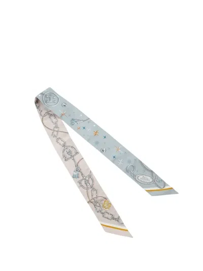 Pre-owned Hermes 2019-2020 C Est La Fete Silk Twilly Scarf Scarves In Blue