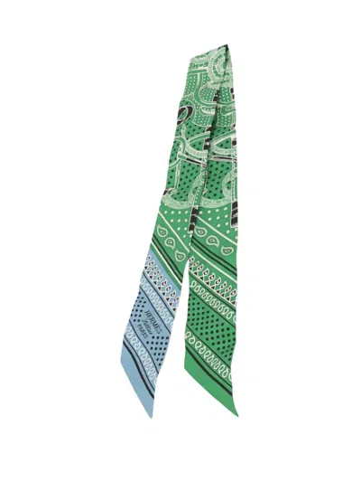 Pre-owned Hermes 2019-2025 Eperon D'or Bandana Silk Twilly Scarf Scarves In Blue