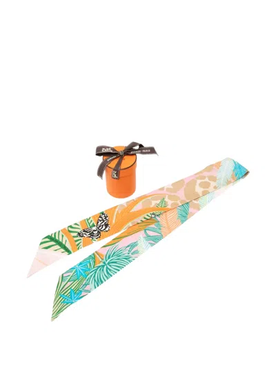 Pre-owned Hermes 2019-2025 Jaguar Quetzal Silk Twilly Scarf Scarves In Pink