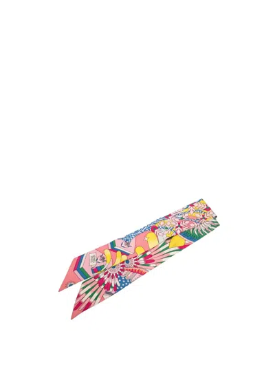 Pre-owned Hermes 2019-2025 La Source De Pegase Silk Twilly Scarf Scarves In Pink