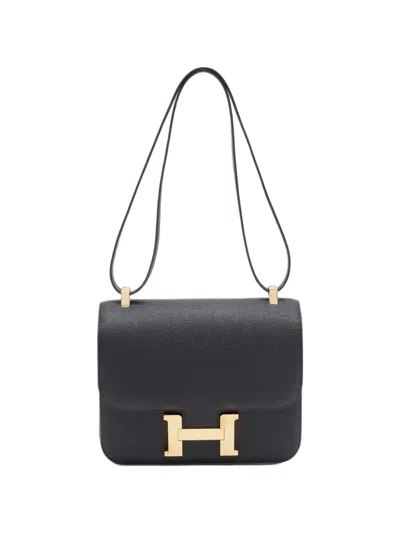 Pre-owned Hermes 2019 24 Constance Epsom Shoulder Bag In Black