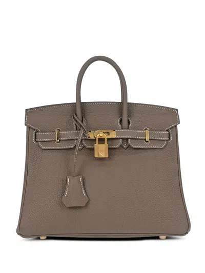 Pre-owned Hermes 2019 25 Birkin Tote Bag In Grey