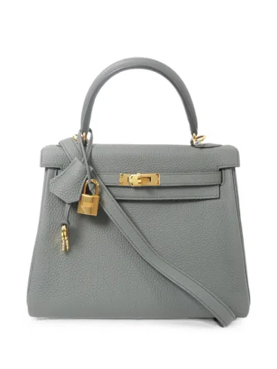 Pre-owned Hermes 2019 25 Kelly Handbag In Gray