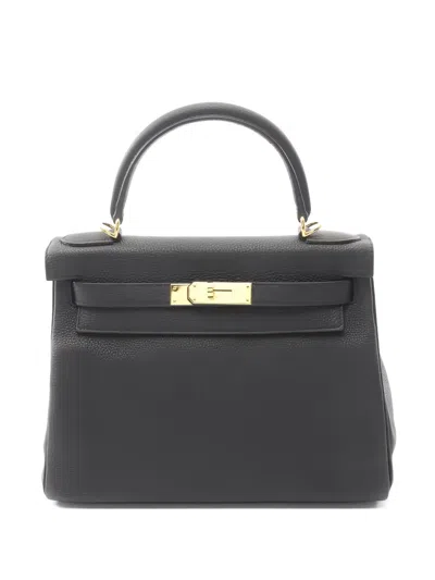 Pre-owned Hermes 2019 28 Kelly Retourne Handbag In Black