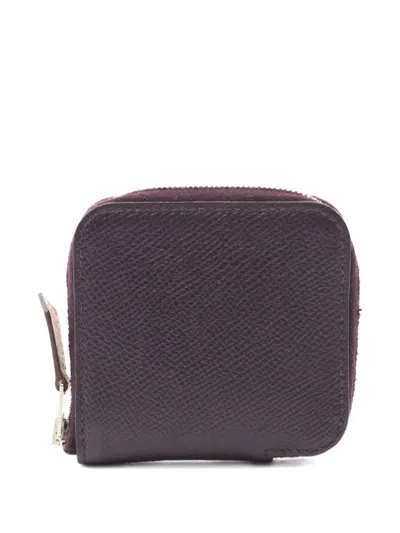 Pre-owned Hermes 2019 Azap Compact Mini Leather Wallet In Purple