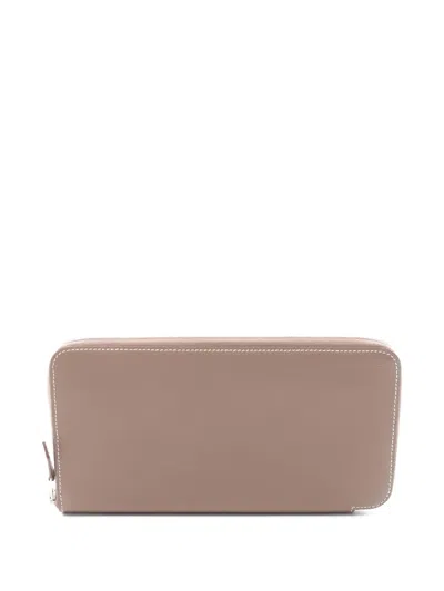 Pre-owned Hermes 2019 Azap Long Wallet In Neutral