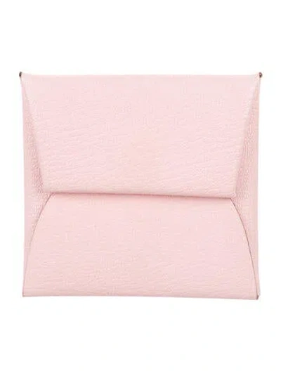 Pre-owned Hermes 2019 Bastia Coin Pouch In Pink