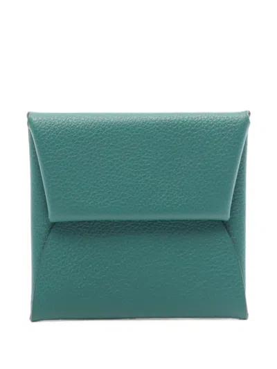 Pre-owned Hermes 2019 Bastia Verso Evercolor Coin Purse In Green