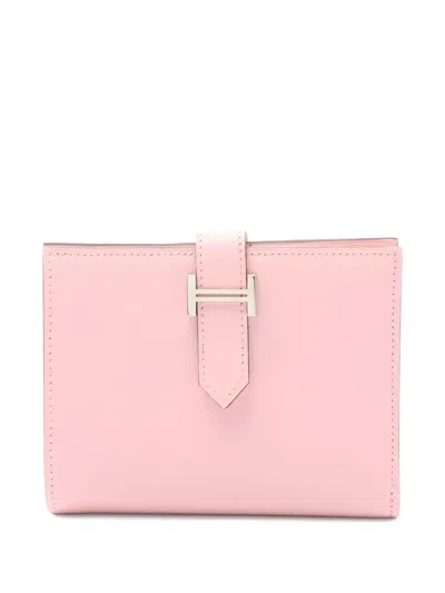 Pre-owned Hermes 2019 Bearn Compact Buckle Bi-fold Wallet In Pink