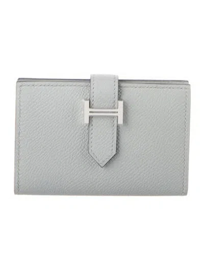 Pre-owned Hermes 2019 Bearn Mini Wallet In Grey