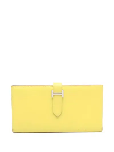 Pre-owned Hermes 2019 Béarn Wallet In Yellow