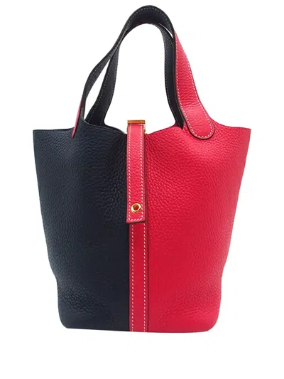 Pre-owned Hermes 2019 Bicolor Clemence Picotin Lock 18 Handbag In Pink