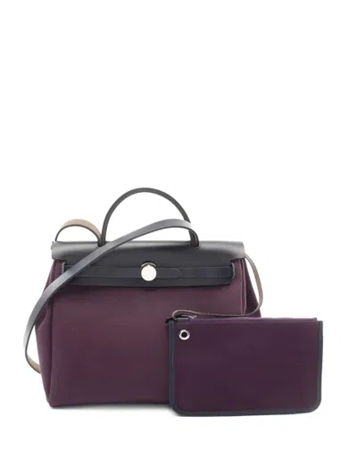 Pre-owned Hermes 2019 Bicolor Herbag Zip Pm Tote Bag In Purple