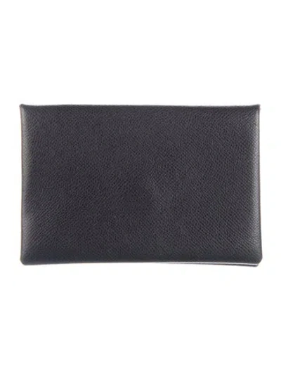 Pre-owned Hermes 2019 Calvi Cardholder In Blue