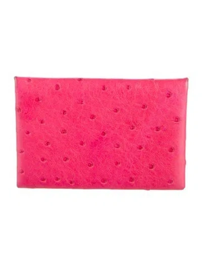 Pre-owned Hermes 2019 Calvi Cardholder In Pink