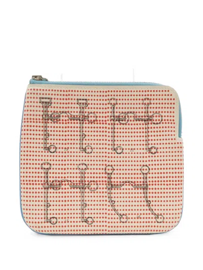 Pre-owned Hermes 2019 Carre Pocket Leather Clutch Bag In Neutrals
