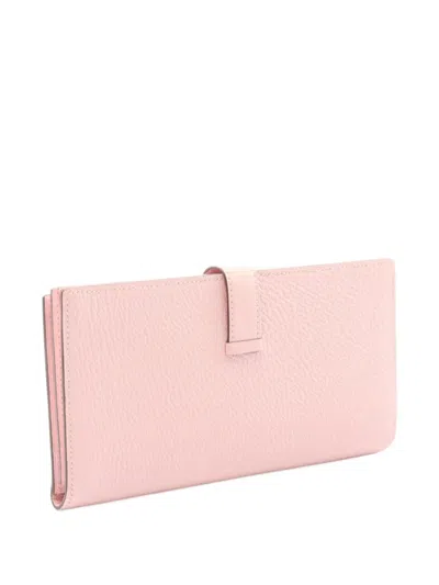 Pre-owned Hermes 2019 Chevre Bearn Soufflet Wallet Long Wallets In Pink
