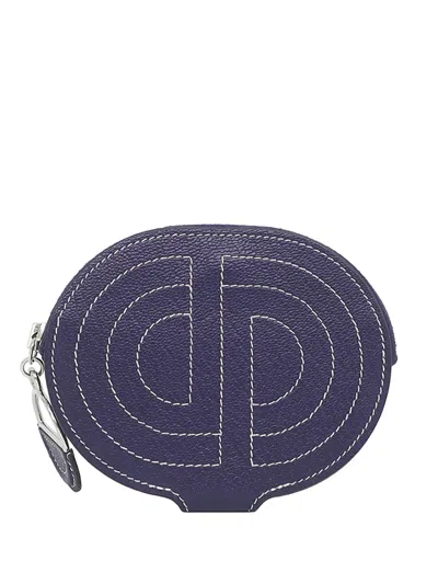 Pre-owned Hermes 2019 Chevre Mysore In The Loop Coin Pouch In Blue