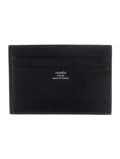 Pre-owned Hermes 2019 Citizen Twill Compact Wallet In Black