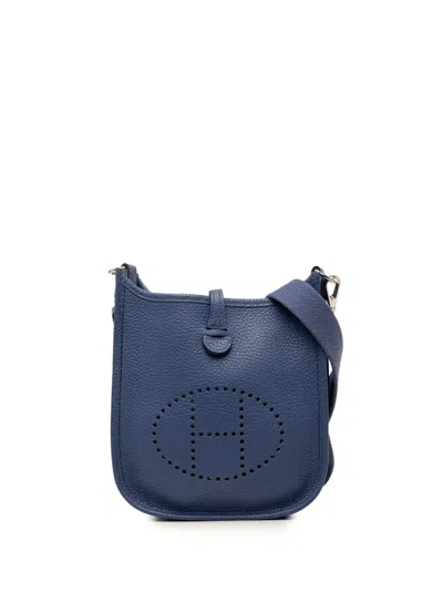 Pre-owned Hermes 2019 Clemence Evelyne 16 Amazone Crossbody Bag In Blue