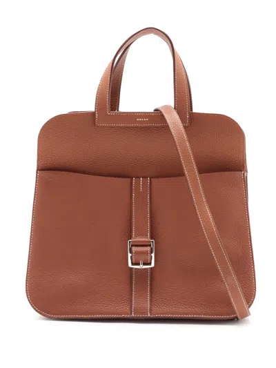 Pre-owned Hermes 2019 Clemence Halzan 31 Satchel In Brown