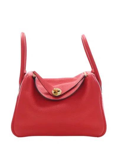 Pre-owned Hermes 2019 Clemence Lindy 26 Satchel In Red